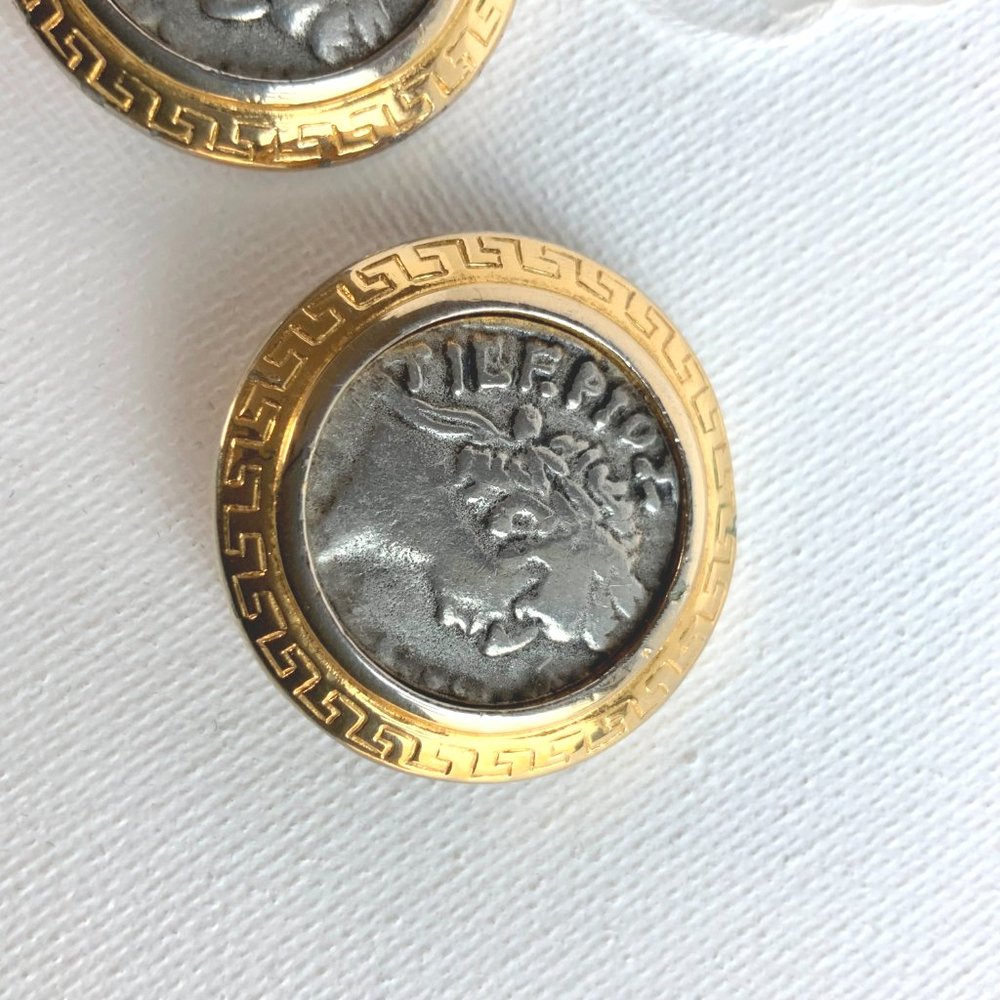 Vintage 80s Premier Designs Silver And Gold Tone Coin Clip On Earrings - Picture 15 of 16